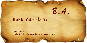 Bekk Adrián névjegykártya